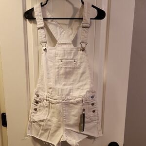 Tractr Ivory Denim Overalls - Girls